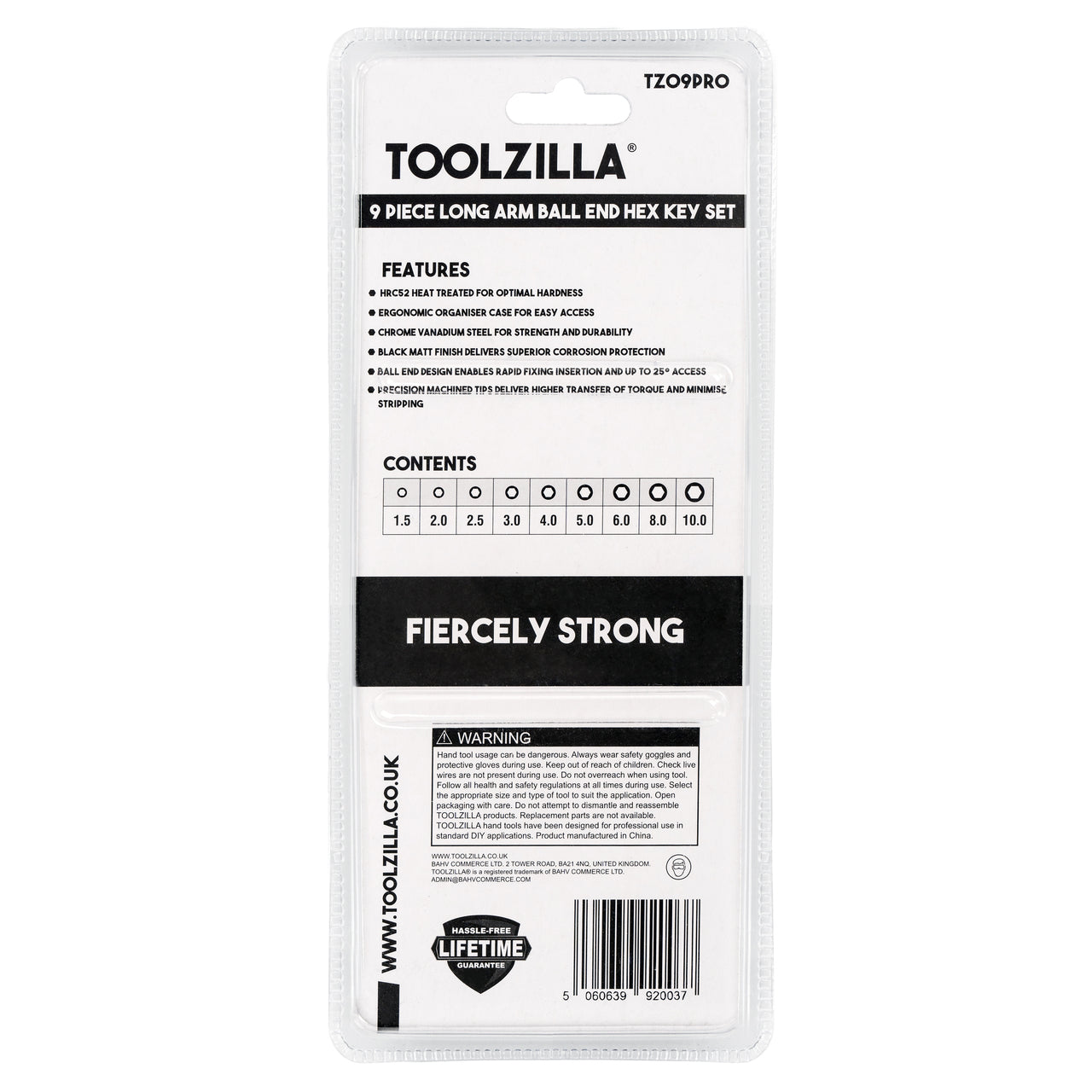 TOOLZILLA 9 Piece Long Arm Hex Allen Key Set-Diy & Tools-G-Rack UK